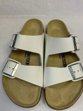 Birkenstock Arizona White Natural Leather Narrow Width Sandals